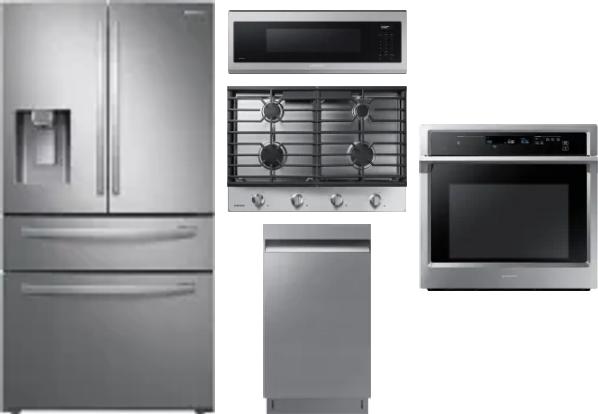 5 Piece Package Includes Refrigerator, Cooktop, Wall Oven, Microwave And Dishwasher