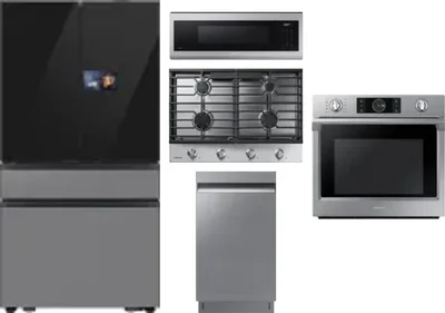 5 Piece Package Includes Refrigerator, Cooktop, Wall Oven, Microwave And Dishwasher