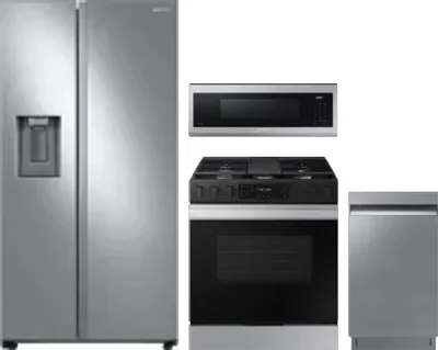 4 Piece Package Includes Refrigerator, Range, Microwave And Dishwasher