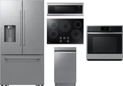 5 Piece Package Includes Refrigerator, Cooktop, Wall Oven, Microwave And Dishwasher