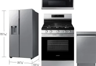 4 Piece Package Includes Refrigerator, Range, Microwave And Dishwasher