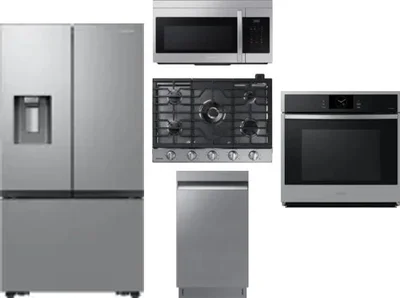 5 Piece Package Includes Refrigerator, Cooktop, Wall Oven, Microwave And Dishwasher