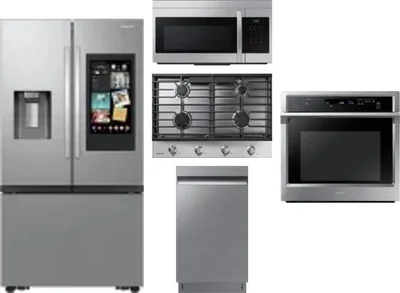 5 Piece Package Includes Refrigerator, Cooktop, Wall Oven, Microwave And Dishwasher