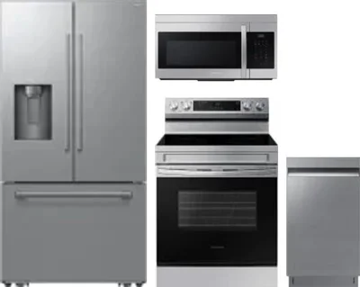 4 Piece Package Includes Refrigerator, Range, Microwave And Dishwasher