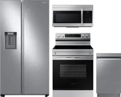 4 Piece Package Includes Refrigerator, Range, Microwave And Dishwasher