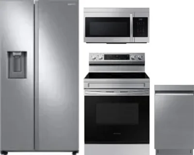 4 Piece Package Includes Refrigerator, Range, Microwave And Dishwasher