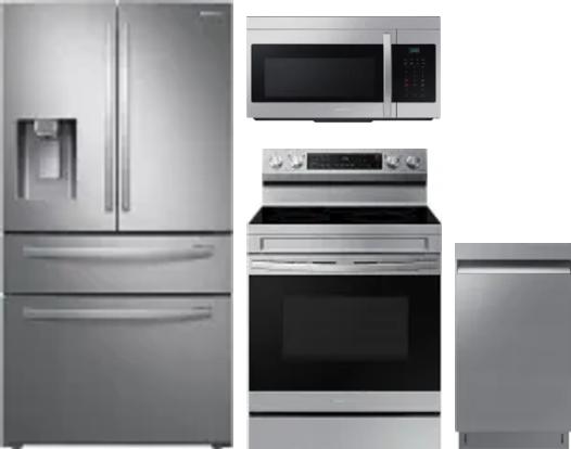 4 Piece Package Includes Refrigerator, Range, Microwave And Dishwasher