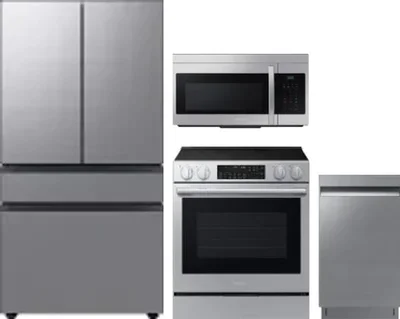 4 Piece Package Includes Refrigerator, Range, Microwave And Dishwasher