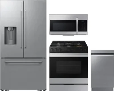 4 Piece Package Includes Refrigerator, Range, Microwave And Dishwasher