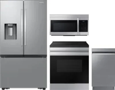 4 Piece Package Includes Refrigerator, Range, Microwave And Dishwasher