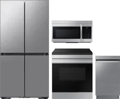 4 Piece Package Includes Refrigerator, Range, Microwave And Dishwasher