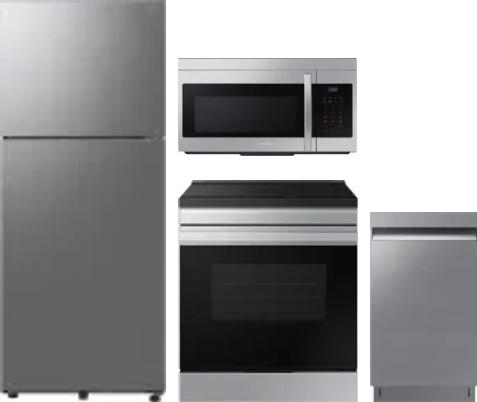 4 Piece Package Includes Refrigerator, Range, Microwave And Dishwasher