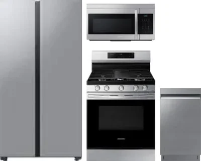 4 Piece Package Includes Refrigerator, Range, Microwave And Dishwasher