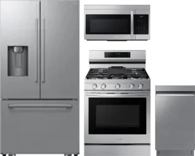 4 Piece Package Includes Refrigerator, Range, Microwave And Dishwasher