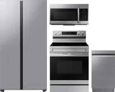 4 Piece Package Includes Refrigerator, Range, Microwave And Dishwasher