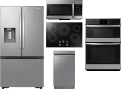 5 Piece Package Includes Refrigerator, Cooktop, Wall Oven, Microwave And Dishwasher