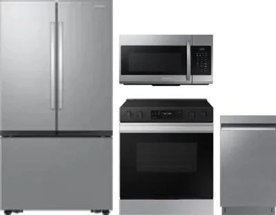 4 Piece Package Includes Refrigerator, Range, Microwave And Dishwasher