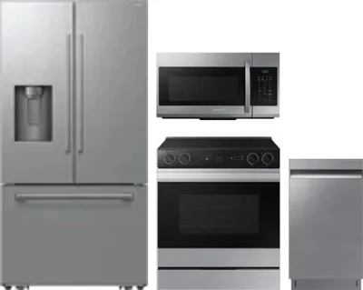 4 Piece Package Includes Refrigerator, Range, Microwave And Dishwasher