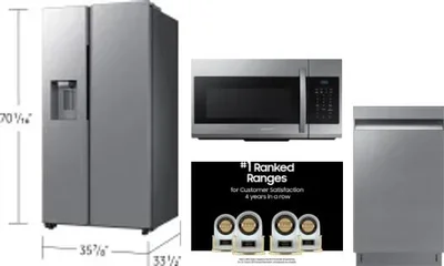 4 Piece Package Includes Refrigerator, Range, Microwave And Dishwasher