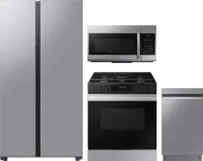 4 Piece Package Includes Refrigerator, Range, Microwave And Dishwasher