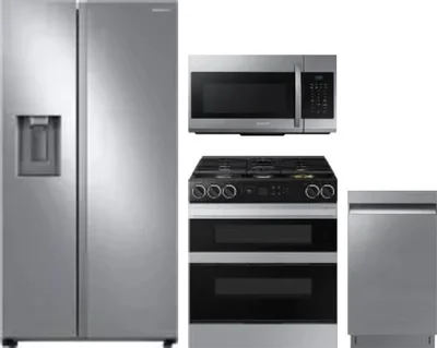 4 Piece Package Includes Refrigerator, Range, Microwave And Dishwasher