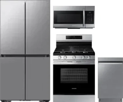 4 Piece Package Includes Refrigerator, Range, Microwave And Dishwasher