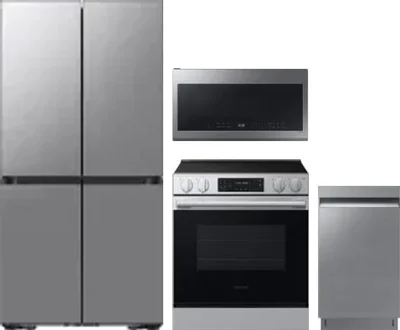 4 Piece Package Includes Refrigerator, Range, Microwave And Dishwasher