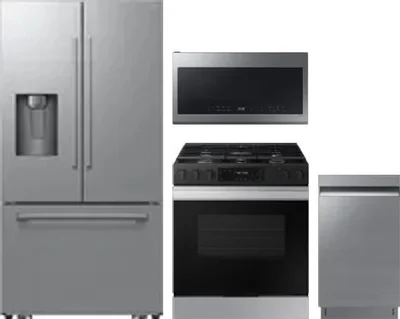 4 Piece Package Includes Refrigerator, Range, Microwave And Dishwasher