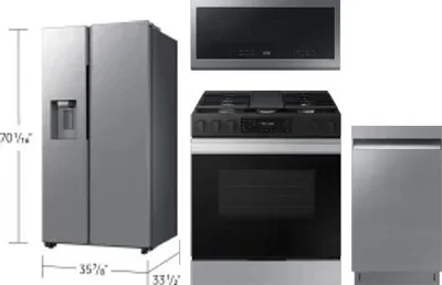 4 Piece Package Includes Refrigerator, Range, Microwave And Dishwasher