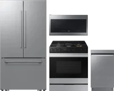4 Piece Package Includes Refrigerator, Range, Microwave And Dishwasher