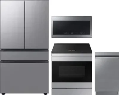 4 Piece Package Includes Refrigerator, Range, Microwave And Dishwasher