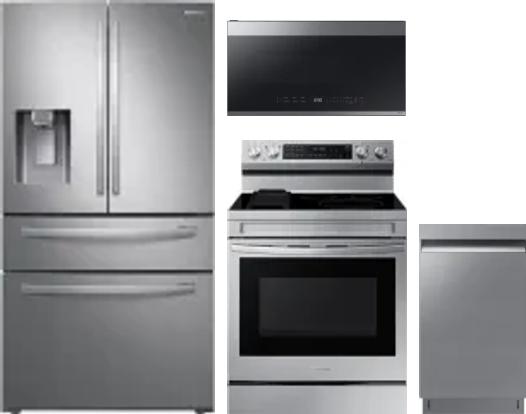 4 Piece Package Includes Refrigerator, Range, Microwave And Dishwasher