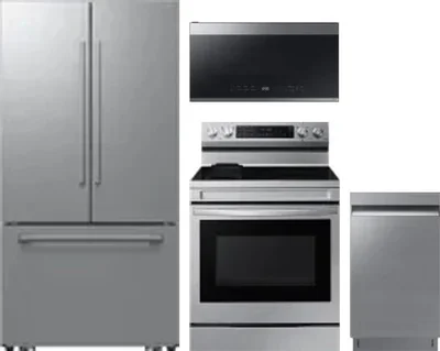 4 Piece Package Includes Refrigerator, Range, Microwave And Dishwasher