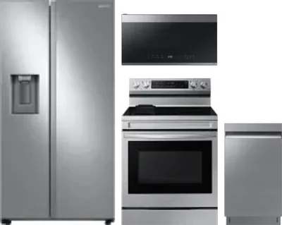 4 Piece Package Includes Refrigerator, Range, Microwave And Dishwasher