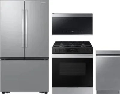 4 Piece Package Includes Refrigerator, Range, Microwave And Dishwasher