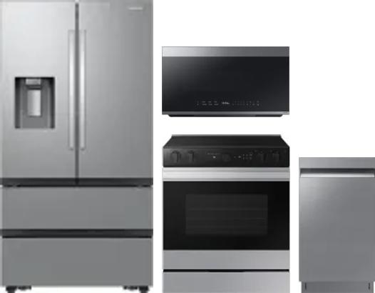 4 Piece Package Includes Refrigerator, Range, Microwave And Dishwasher