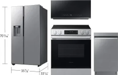 4 Piece Package Includes Refrigerator, Range, Microwave And Dishwasher