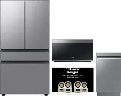 4 Piece Package Includes Refrigerator, Range, Microwave And Dishwasher