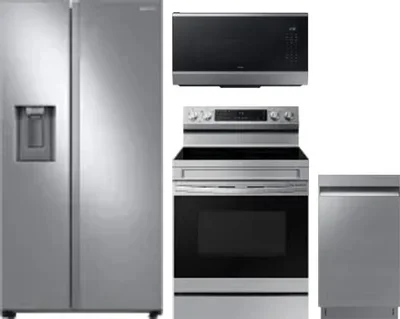 4 Piece Package Includes Refrigerator, Range, Microwave And Dishwasher