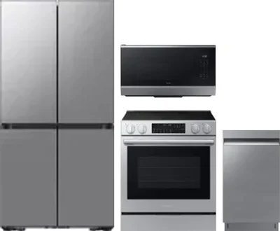 4 Piece Package Includes Refrigerator, Range, Microwave And Dishwasher