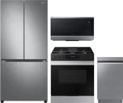4 Piece Package Includes Refrigerator, Range, Microwave And Dishwasher