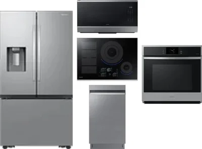 5 Piece Package Includes Refrigerator, Cooktop, Wall Oven, Microwave And Dishwasher