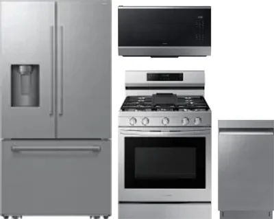 4 Piece Package Includes Refrigerator, Range, Microwave And Dishwasher
