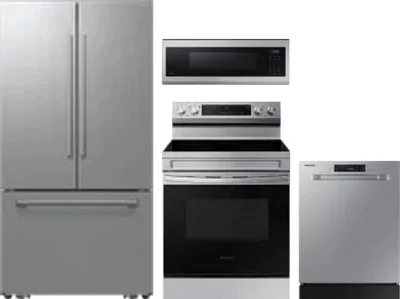 4 Piece Package Includes Refrigerator, Range, Microwave And Dishwasher