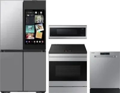4 Piece Package Includes Refrigerator, Range, Microwave And Dishwasher