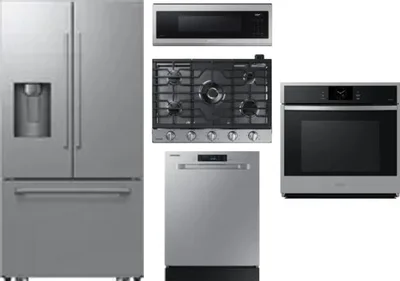 5 Piece Package Includes Refrigerator, Cooktop, Wall Oven, Microwave And Dishwasher