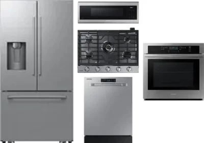 5 Piece Package Includes Refrigerator, Cooktop, Wall Oven, Microwave And Dishwasher