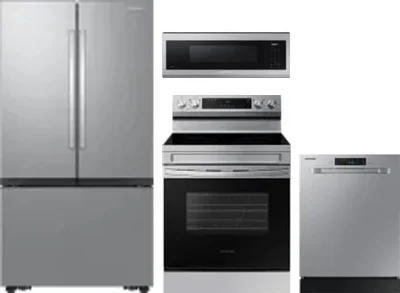 4 Piece Package Includes Refrigerator, Range, Microwave And Dishwasher