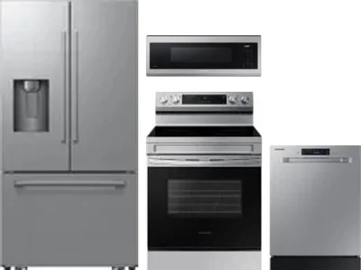 4 Piece Package Includes Refrigerator, Range, Microwave And Dishwasher
