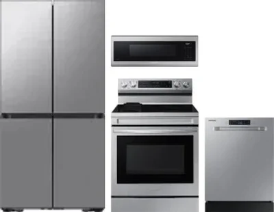4 Piece Package Includes Refrigerator, Range, Microwave And Dishwasher